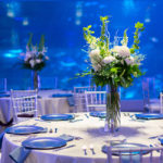 decorated table in event venue at draper aquarium